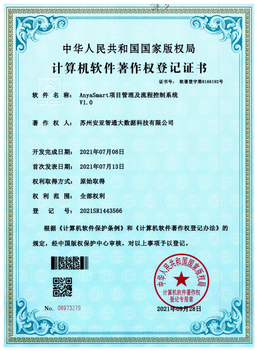 软件著作权登记证书